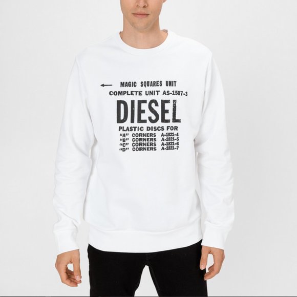 Diesel S Gir B5 Felpa Crew Sweatshirt Bright White Size XL - Picture 1 of 11